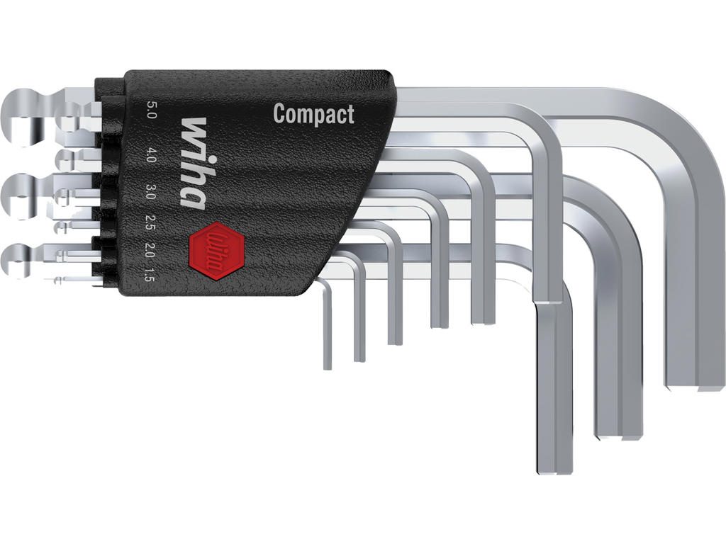 Wiha Stiftnøglesæt matforkromet, kort m.kuglehoved 9/dele