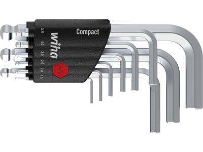 Wiha Stiftnøglesæt matforkromet, kort m.kuglehoved 9/dele