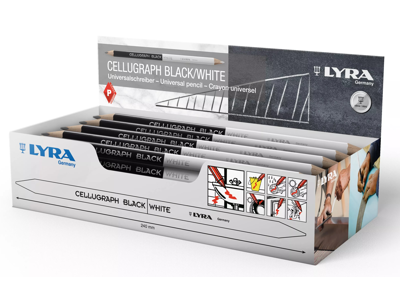 Lyra Cellugraph blyant sort/hvid i Display m. 50 stk.