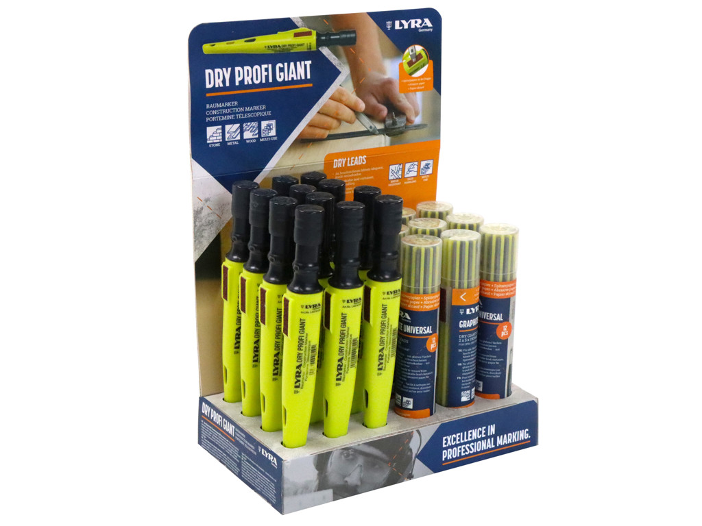 Lyra Display Dry Giant Tømrerblyant m. trykfremføring