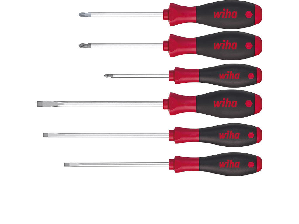 Wiha Skruetrækkersæt SoftFinish, Lige Kærv, Phillips, Pozidriv, m/6 dele