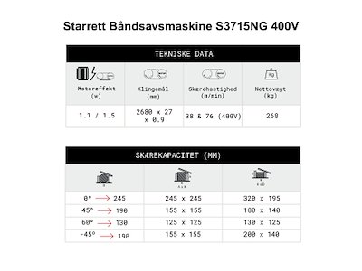 Starrett Båndsavsmaskine S3715NG 400V
