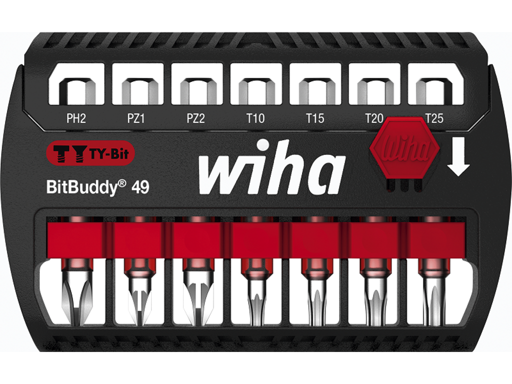 Wiha Bitsæt TY Slagbit 1/4" Torx/Phillips/Pozidriv 49mm | 7 dele