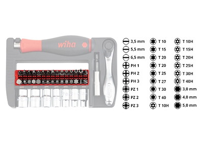 Wiha Topnøgle- og bitsæt ¼” | 40 dele ProBuddy